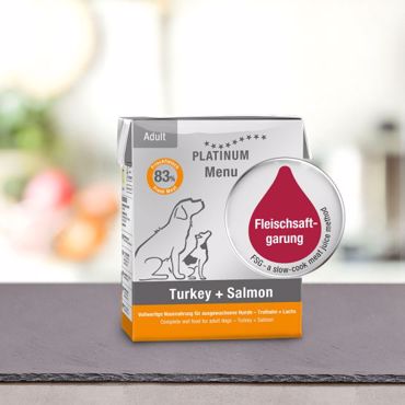 PLATINUM MENU ΥΓΡΗ ΤΡΟΦΗ ΣΚΥΛΟΥ ADULT TURKEY-SALMON 375gr